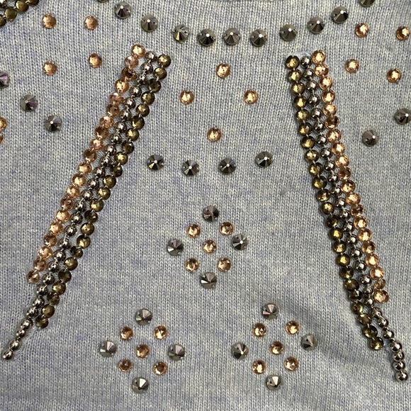 Topshop Heather Blue Long Sleeve Knit Jewel Studded Crewneck Sweater 4 - Picture 13 of 16
